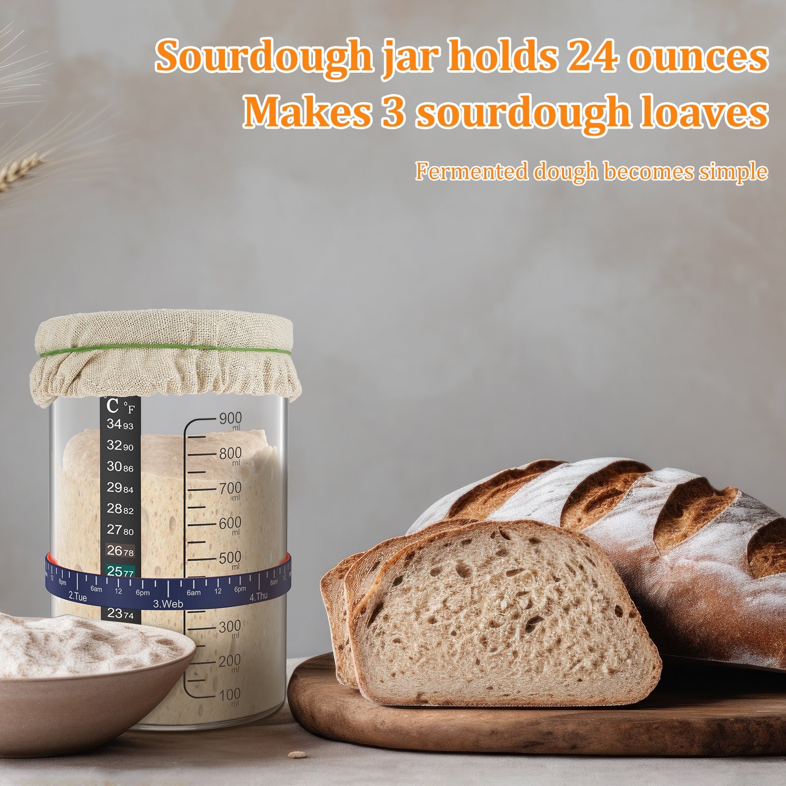 Sourdough Starter Jar Kit 900m - Food Storage Jar Glass avaliação e preço