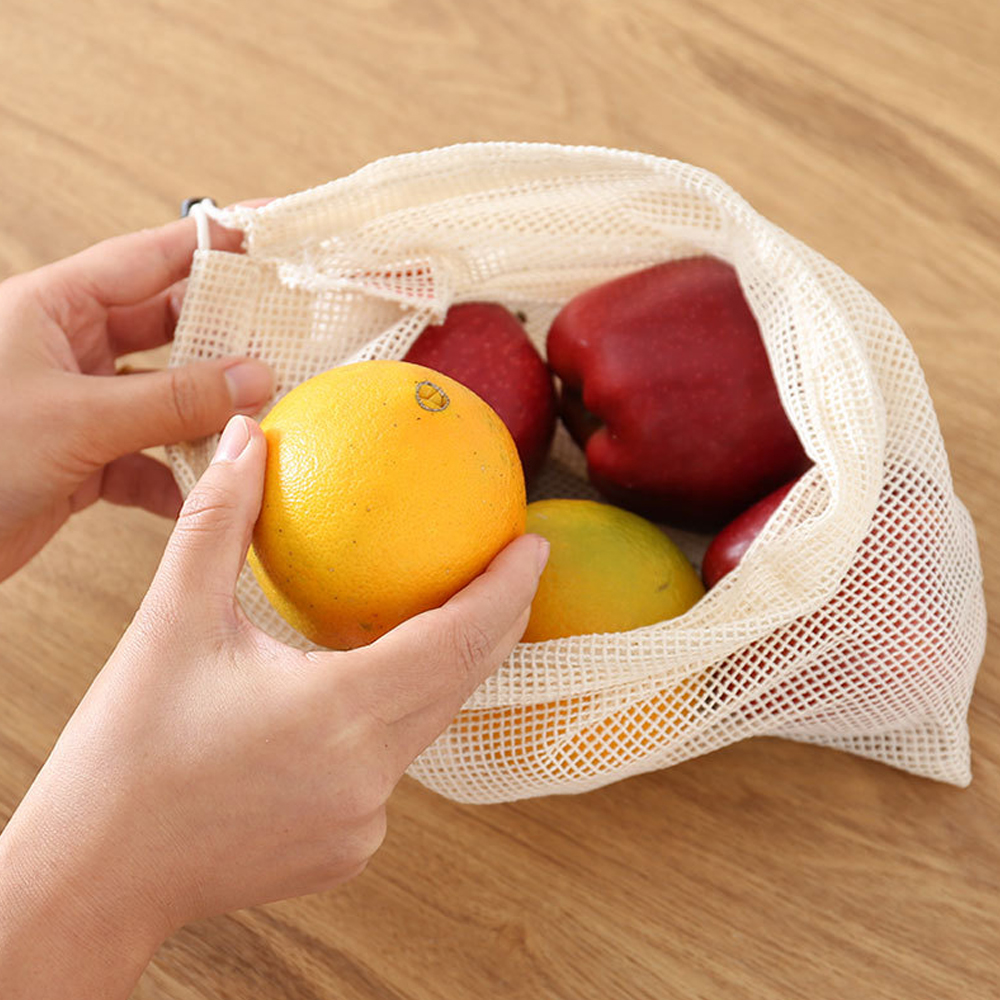 3Pcs Reusable Cotton Mesh Prod - Produce Bag Reusable Mesh avaliação e preço