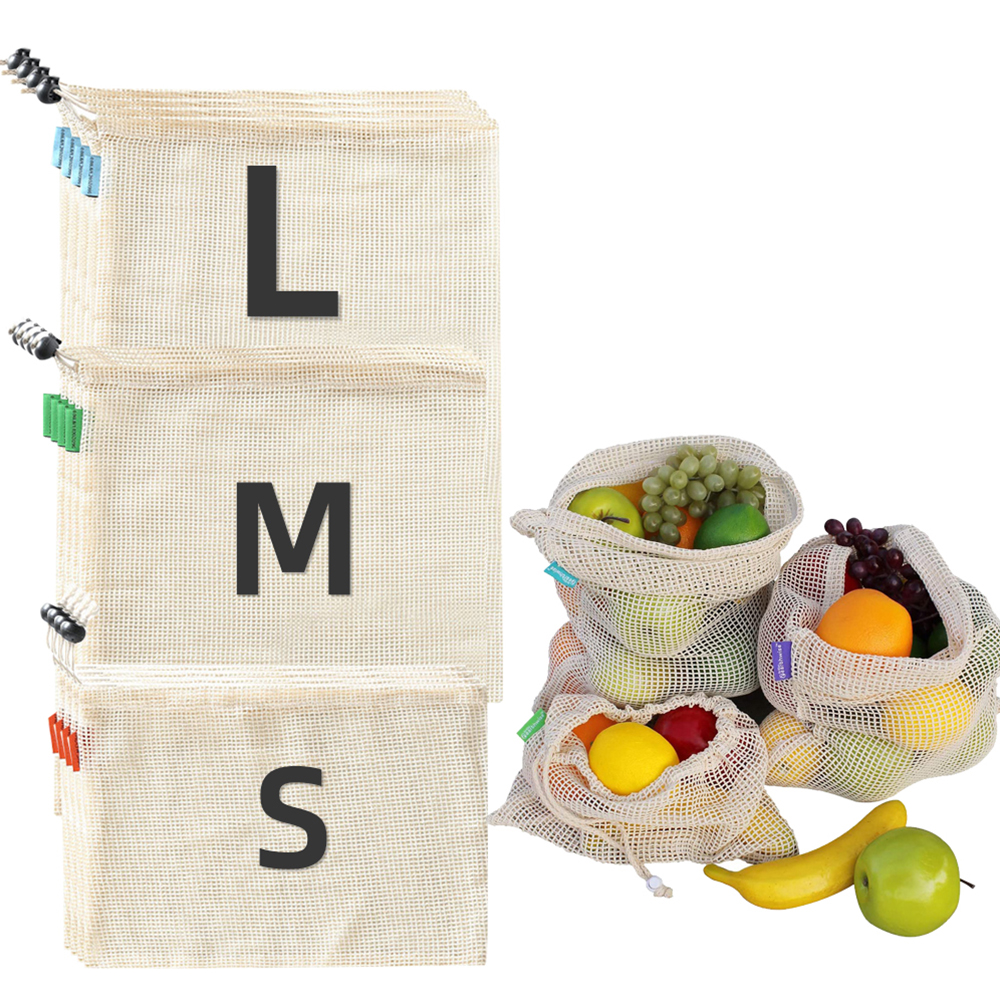 3Pcs Reusable Cotton Mesh Prod - Produce Bag Reusable Mesh avaliação e preço