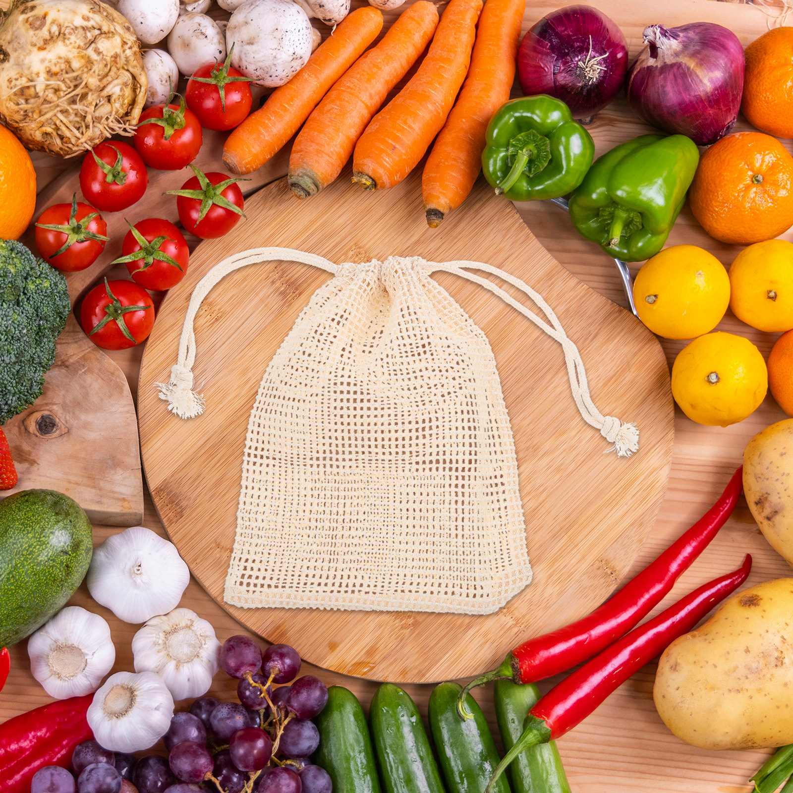 6Pcs Cotton Mesh Vegetable Sto - Produce Bag Reusable Mesh avaliação e preço