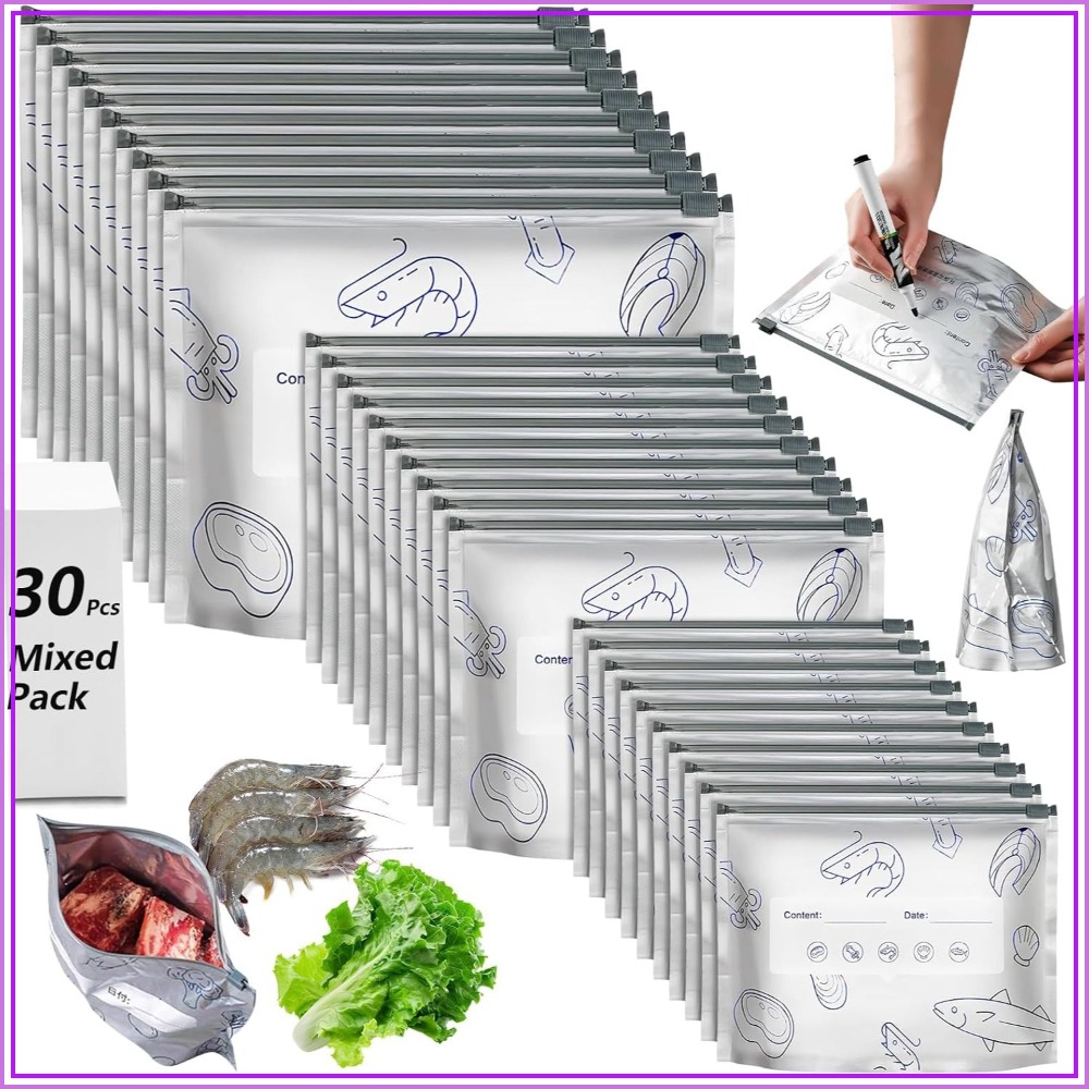 30 Pcs Reusable Mylar Bags for - Food Storage For Long Term avaliação e preço