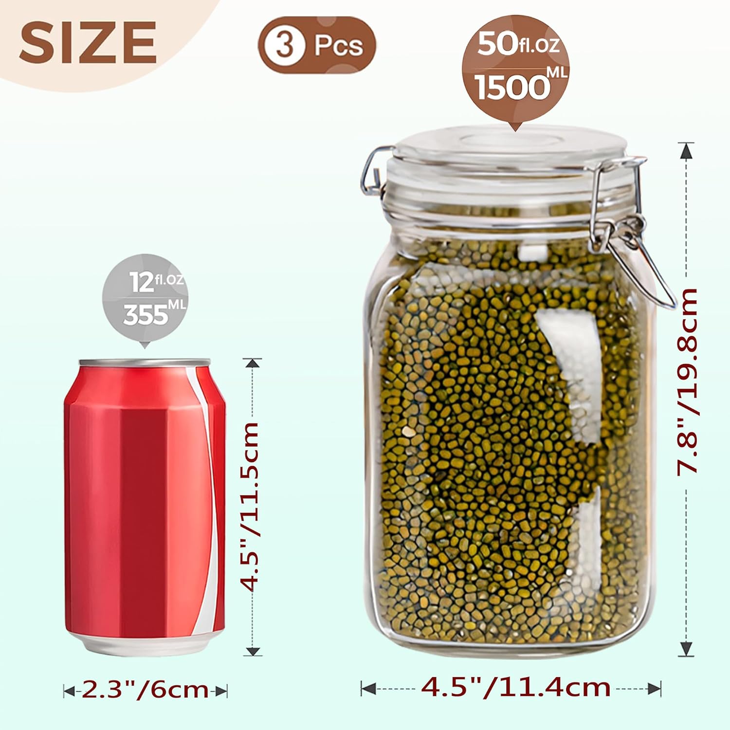 Clear Food Storage Jars 50oz S - Food Storage Jar Set avaliação e preço