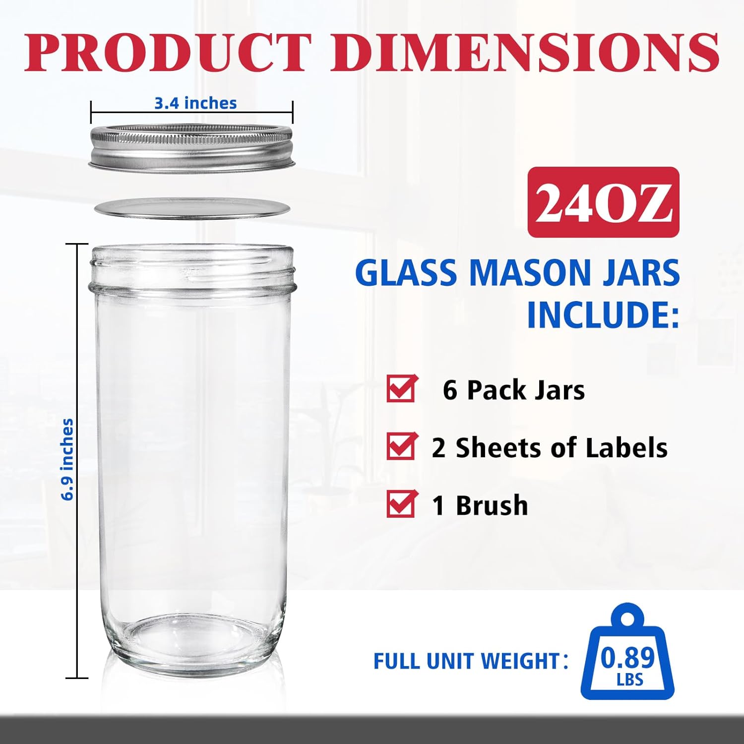 Jars Wide Mouth 6 Pack, 24oz G - Food Storage Jar Glass avaliação e preço