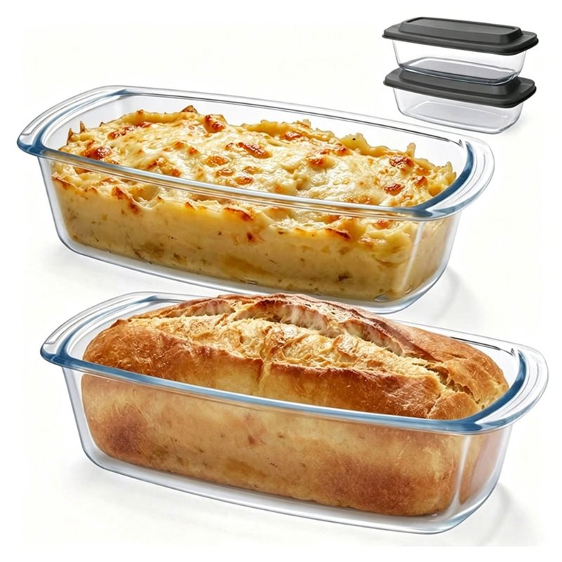 ABMR-Loaf Pan 2-Pack LARGE 7.6 - Food Storage Glass Containers Large avaliação e preço