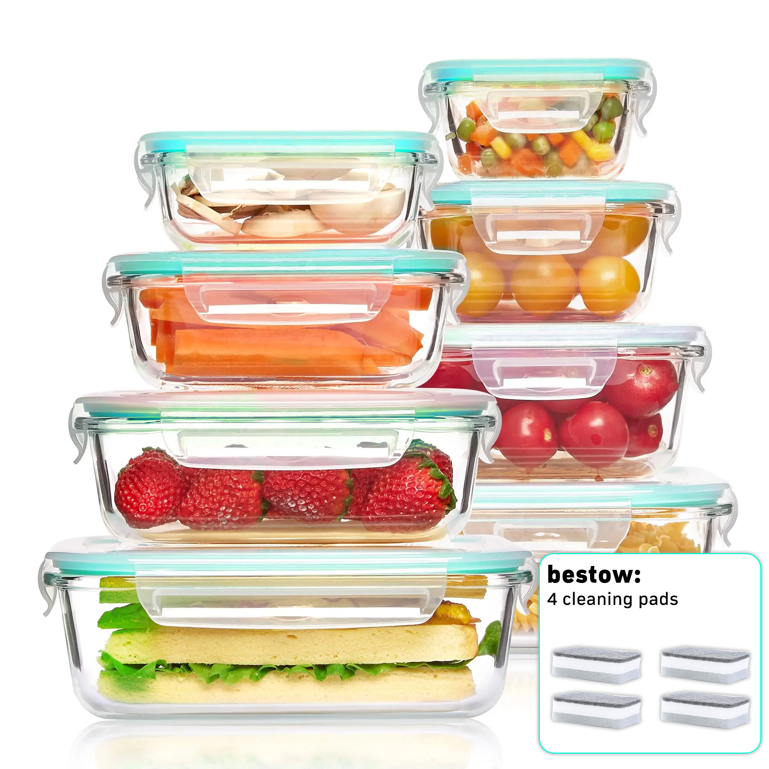 8-Pack Airtight Glass Food Sto - Food Storage Freezer avaliação e preço