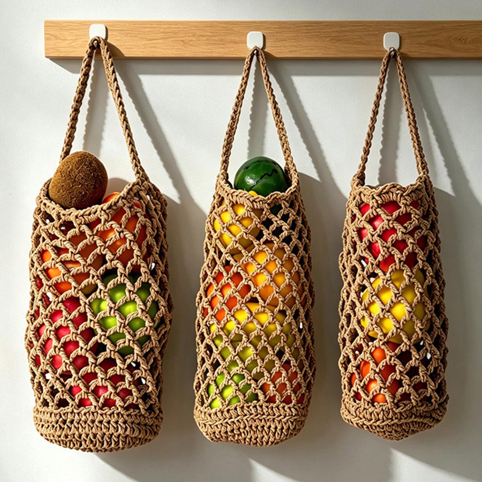 Boho Hand Woven Vegetable Stor - Produce Bag Reusable Mesh avaliação e preço