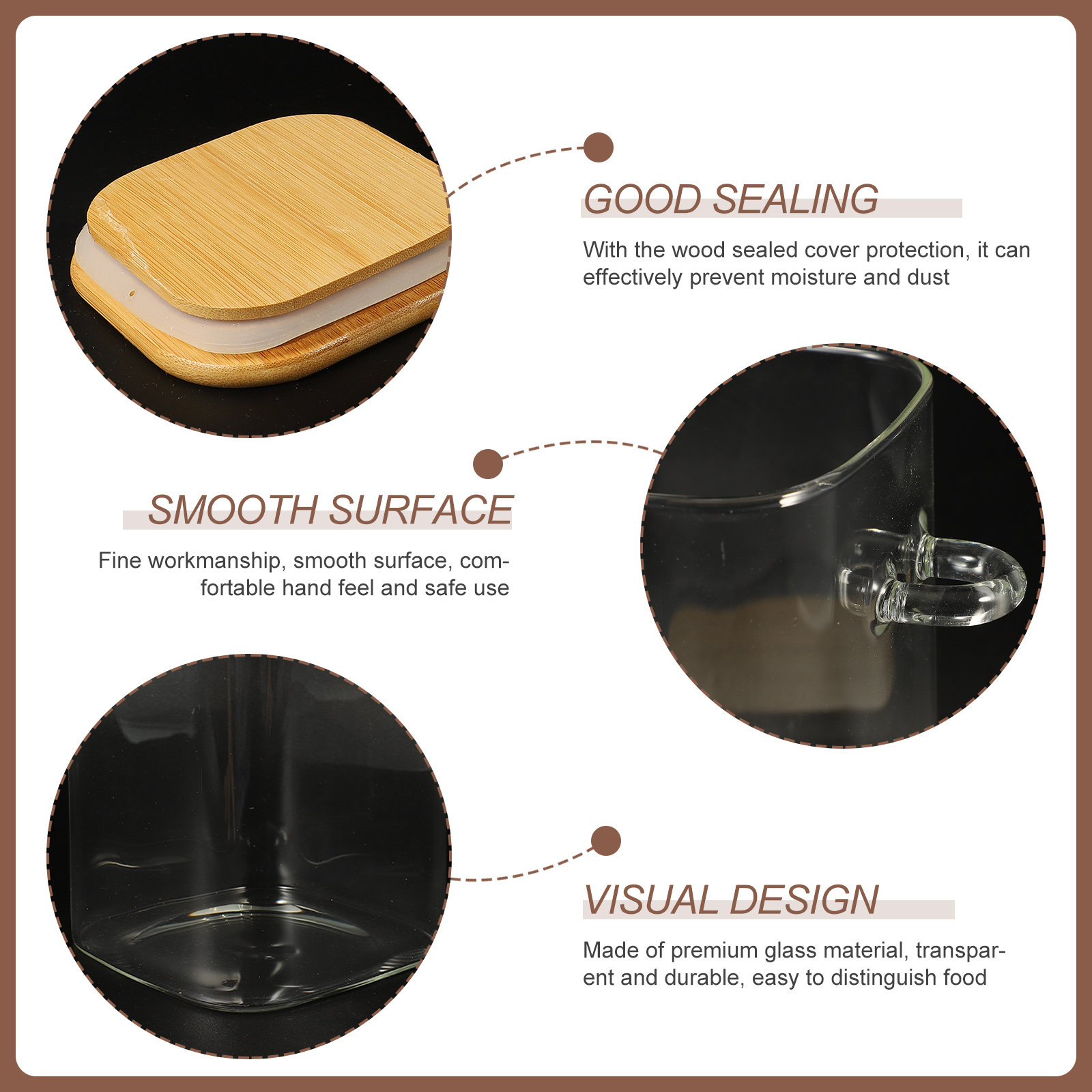 1Set Square Airtight Glass Foo - Food Storage Jar Glass avaliação e preço